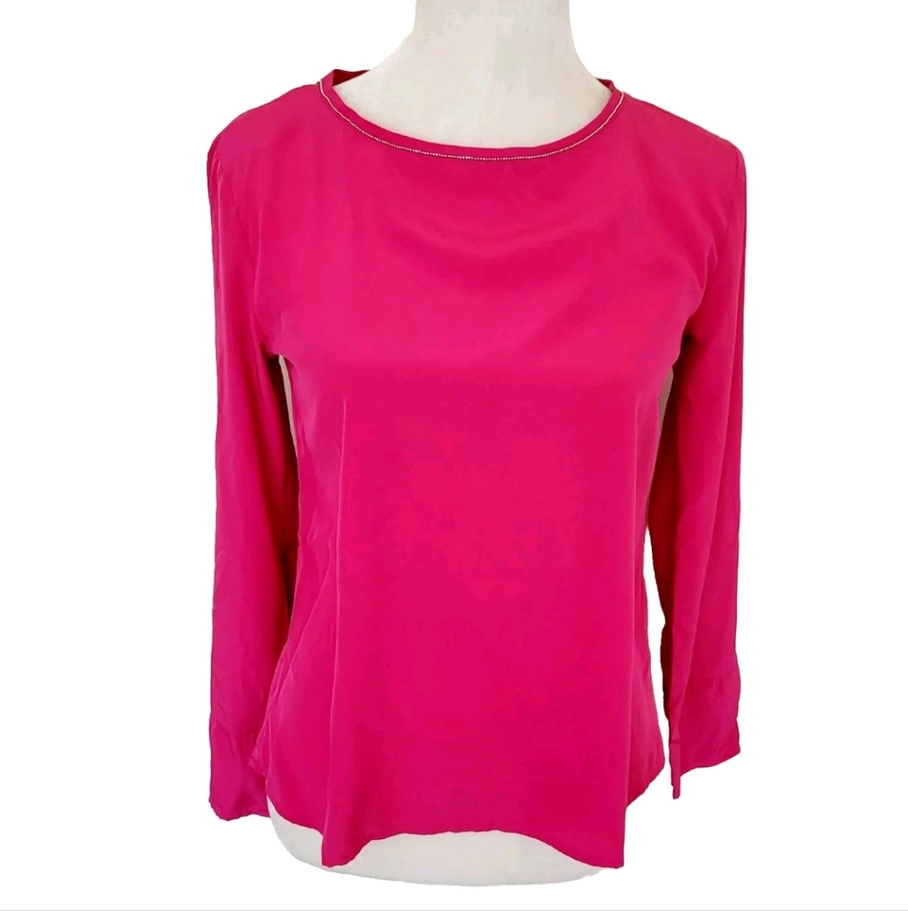 Jennifer Lopez Pink Long Sleeved Lightweight Blouse JLO Top Polyester Si…